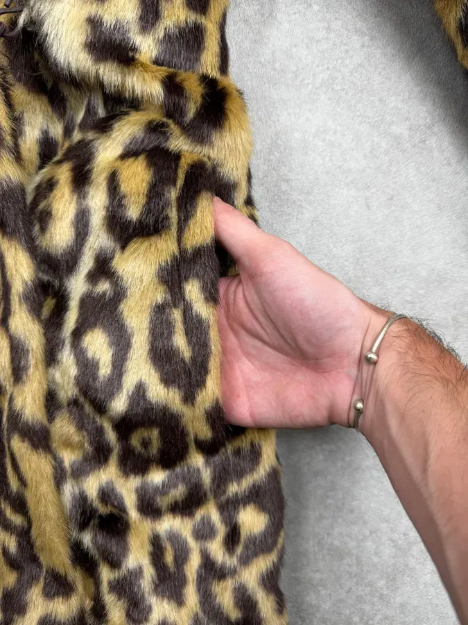 Dries Van Noten Beige Leopard Faux Fur Coat uRoVWYg 9