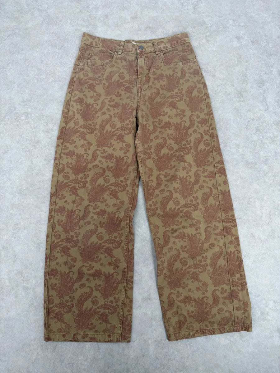 Dries Van Noten Beige Red Abstract Floral Pants eRyoNTi 0