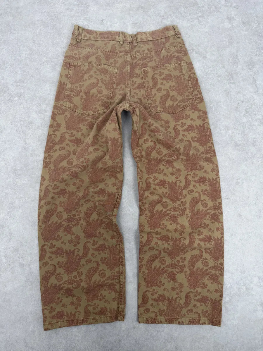 Dries Van Noten Beige Red Abstract Floral Pants eRyoNTi 1