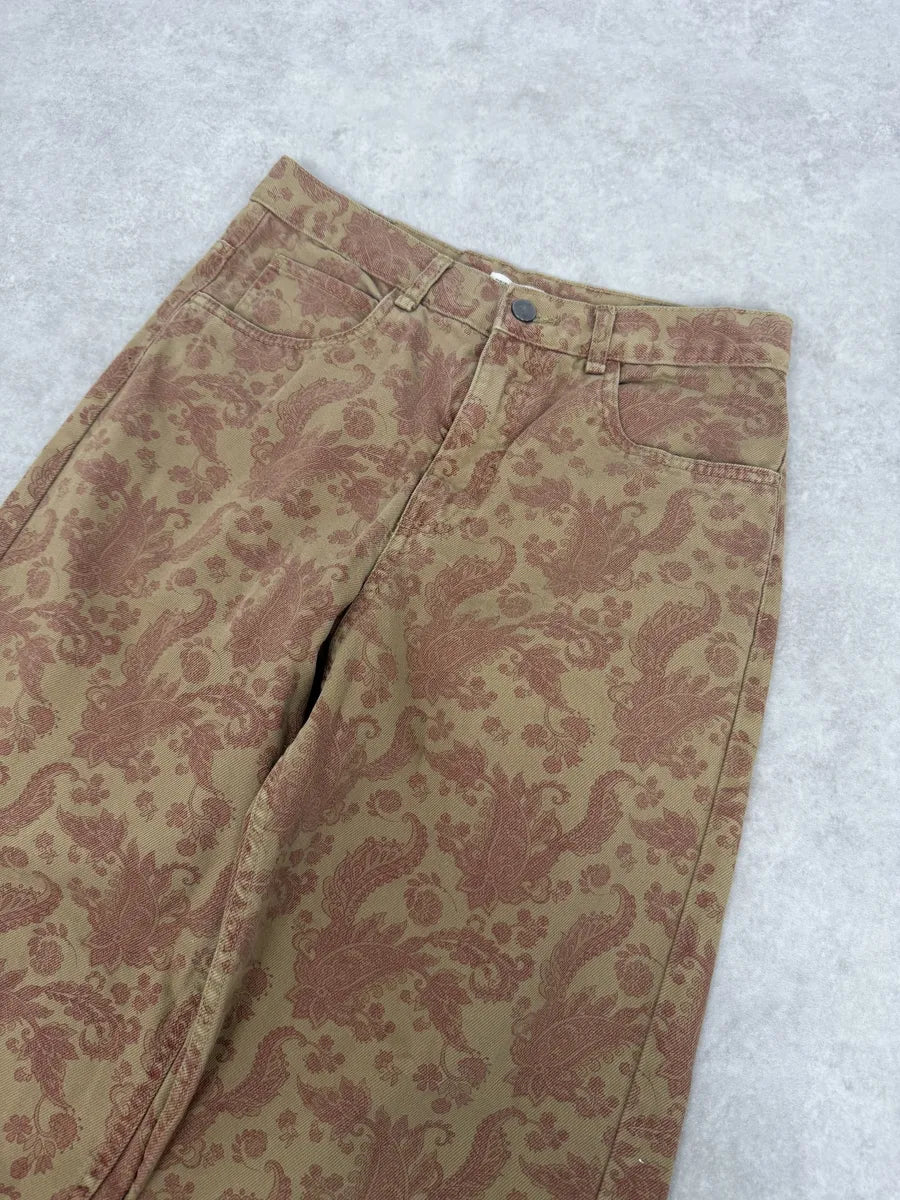 Dries Van Noten Beige Red Abstract Floral Pants eRyoNTi 7