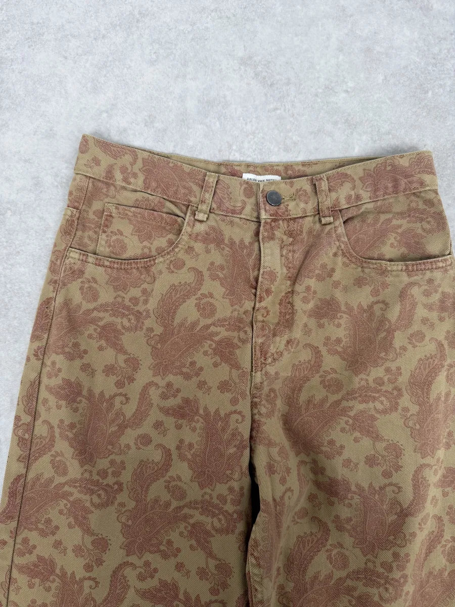 Dries Van Noten Beige Red Abstract Floral Pants eRyoNTi 8