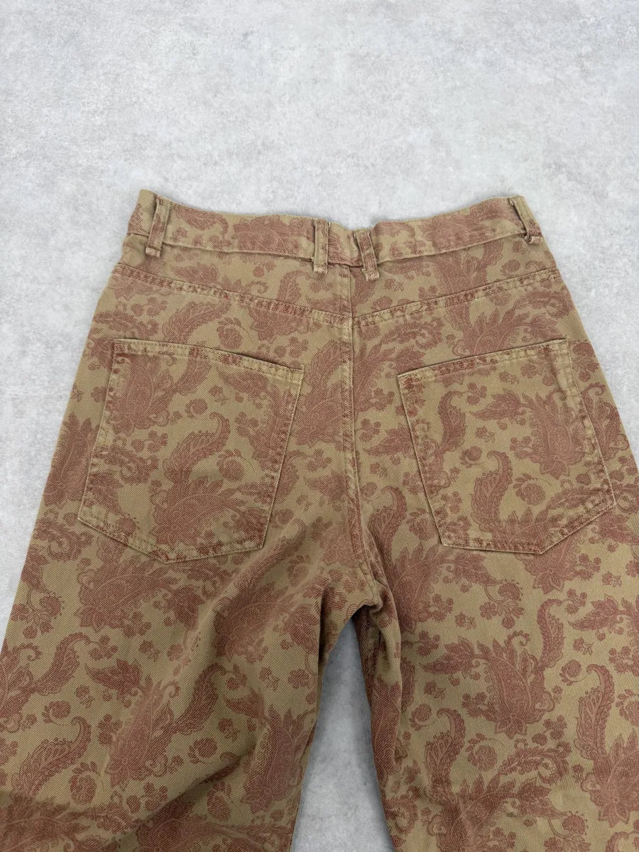 Dries Van Noten Beige Red Abstract Floral Pants eRyoNTi 9
