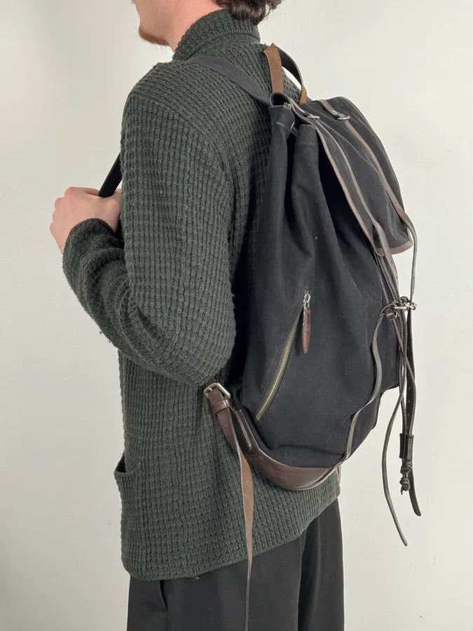 Dries Van Noten Black & Brown Leather Backpack