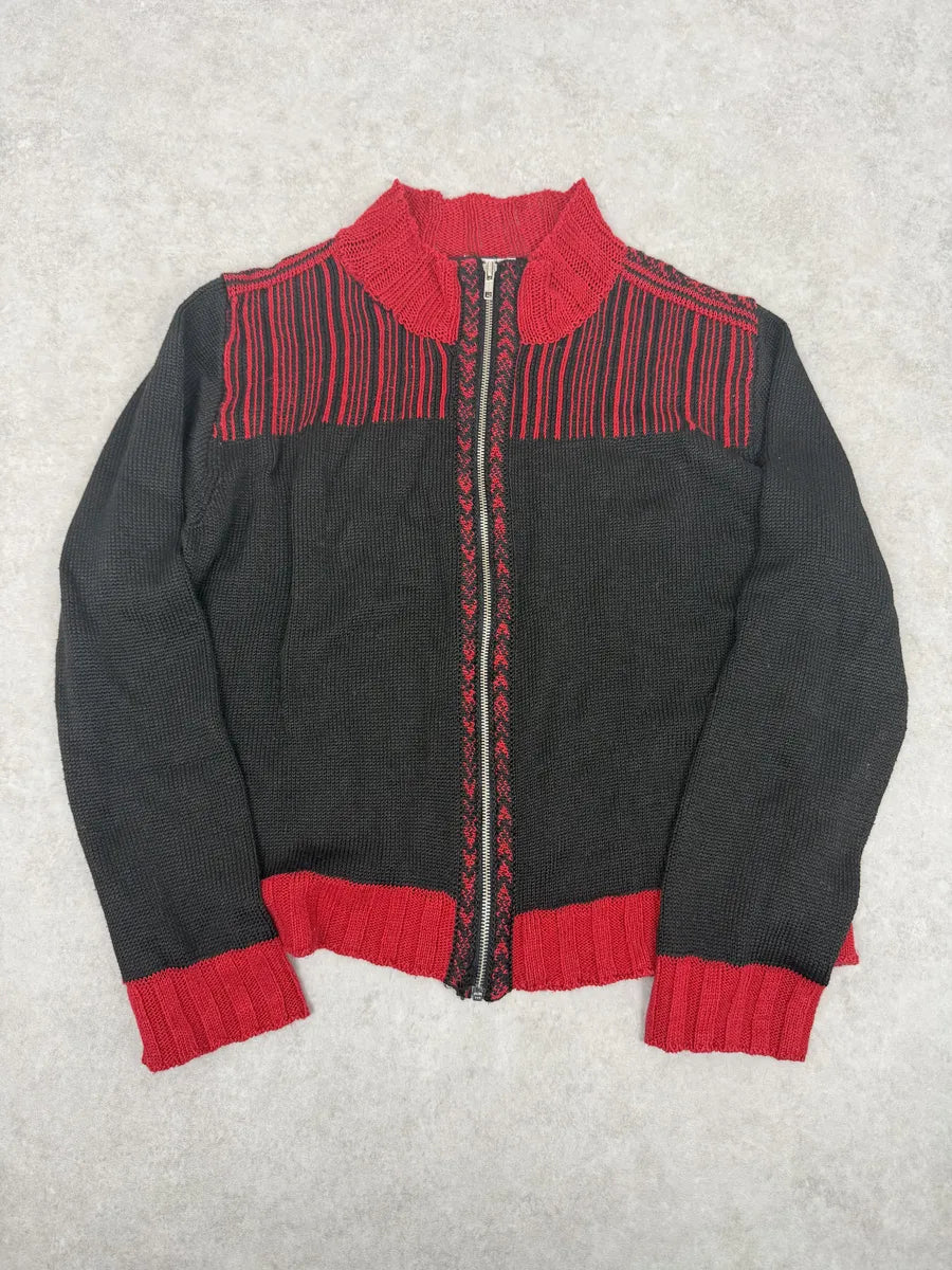 Dries Van Noten Black & Red Zip-up Sweater ovvFaEK 0