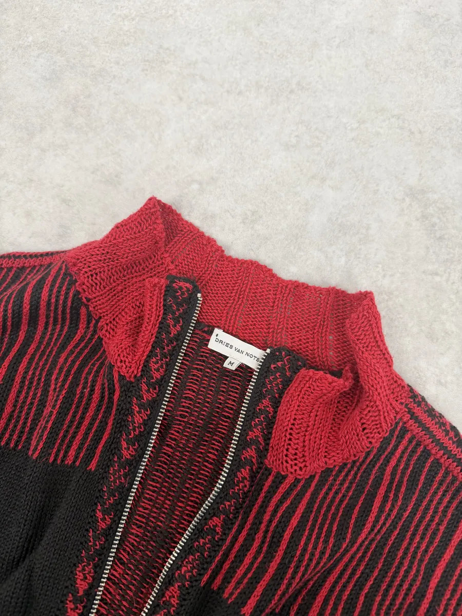 Dries Van Noten Black & Red Zip-up Sweater ovvFaEK 6