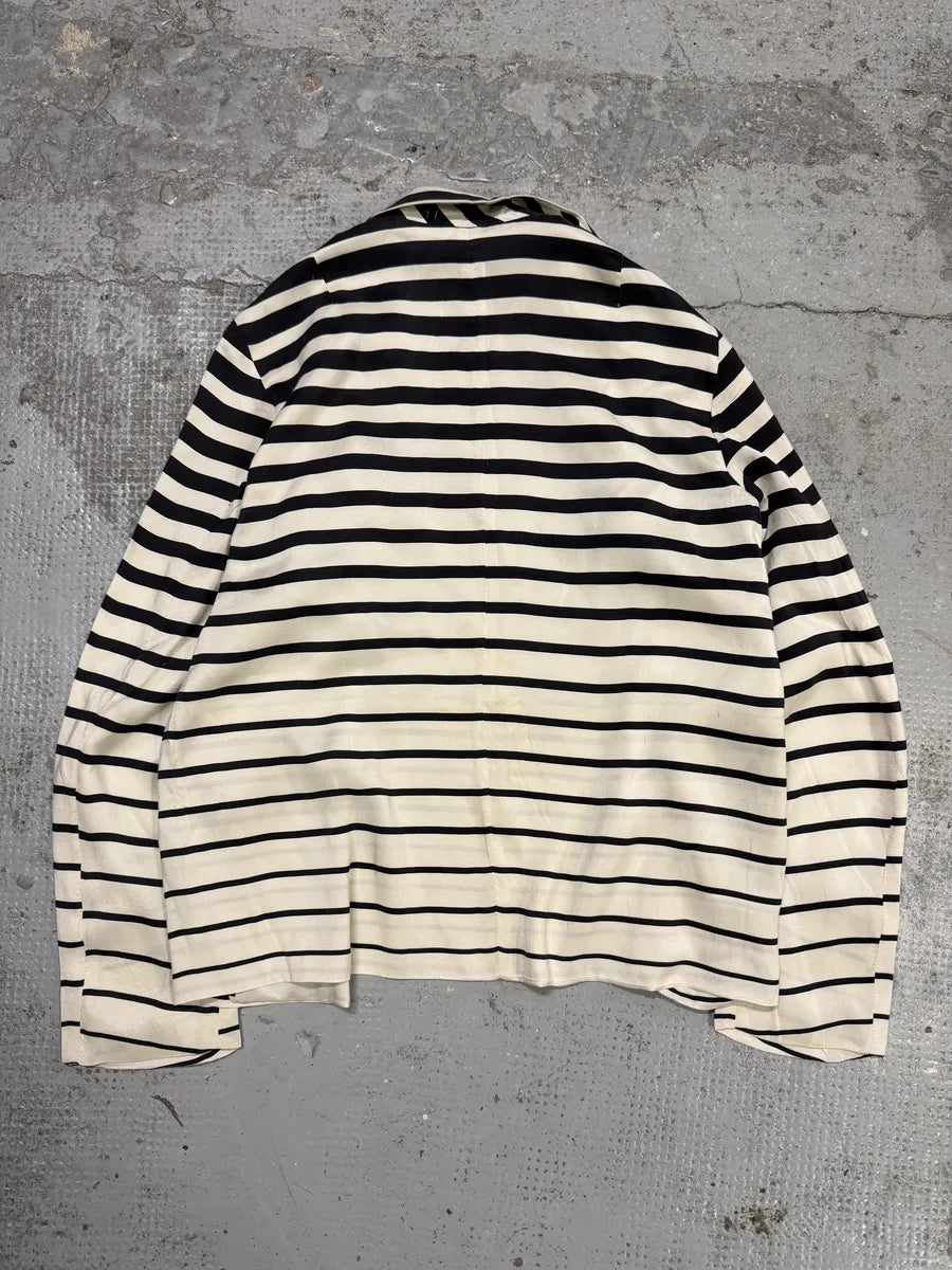 Dries Van Noten Black & White Striped Blazer Jacket aWTPkPH 1