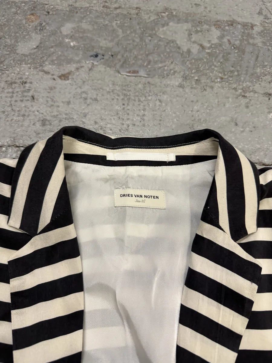 Dries Van Noten Black & White Striped Blazer Jacket aWTPkPH 5