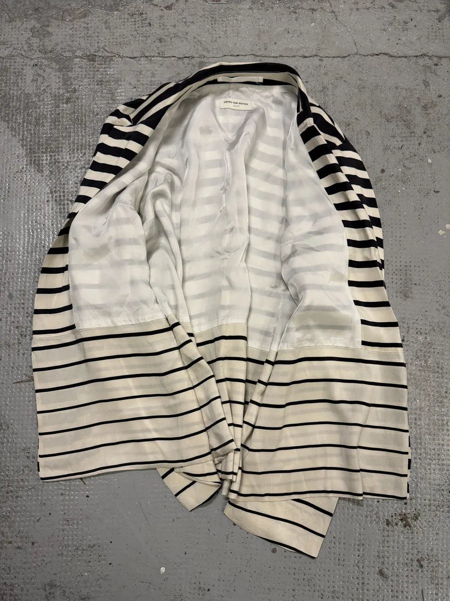 Dries Van Noten Black & White Striped Blazer Jacket aWTPkPH 7