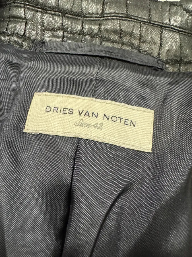 Dries van Noten Black Crocodile Effect Belted Jacquard Trench Coat BfEsZuk 7