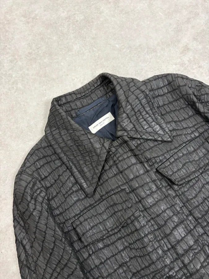 Dries Van Noten Black Crocodile Effect Cropped Jacket jXgJKBf 4