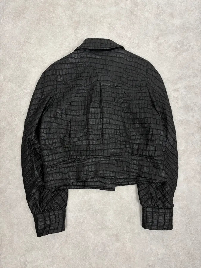 Dries Van Noten Black Crocodile Effect Cropped Jacket jXgJKBf 5