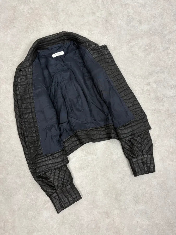Dries Van Noten Black Crocodile Effect Cropped Jacket jXgJKBf 6