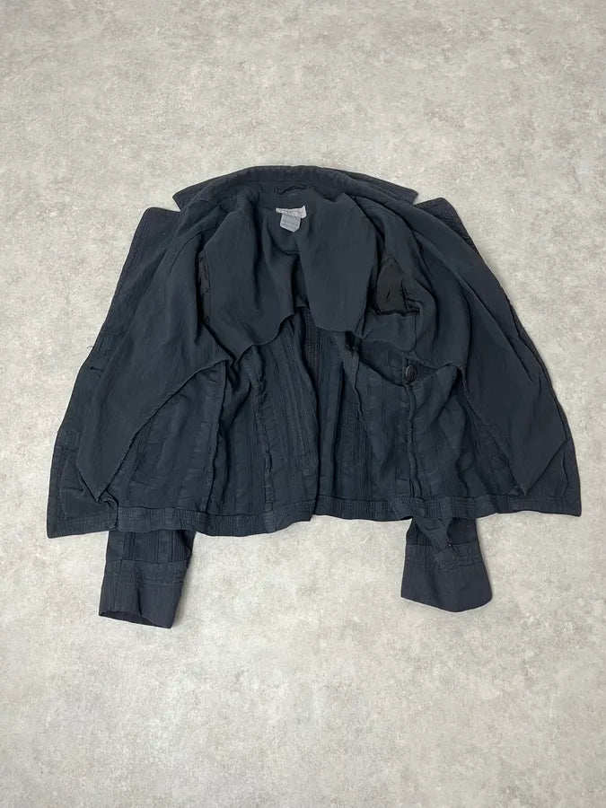 Dries Van Noten Dark Navy Hybrid Plissed Blazer Jacket iQROUQN 7