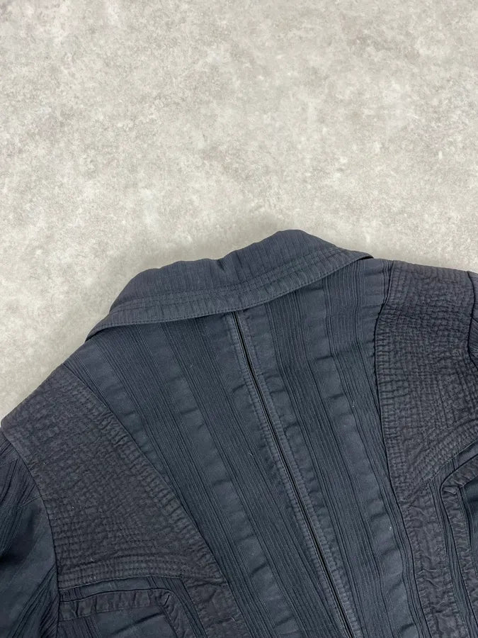 Dries Van Noten Dark Navy Hybrid Plissed Blazer Jacket iQROUQN 6