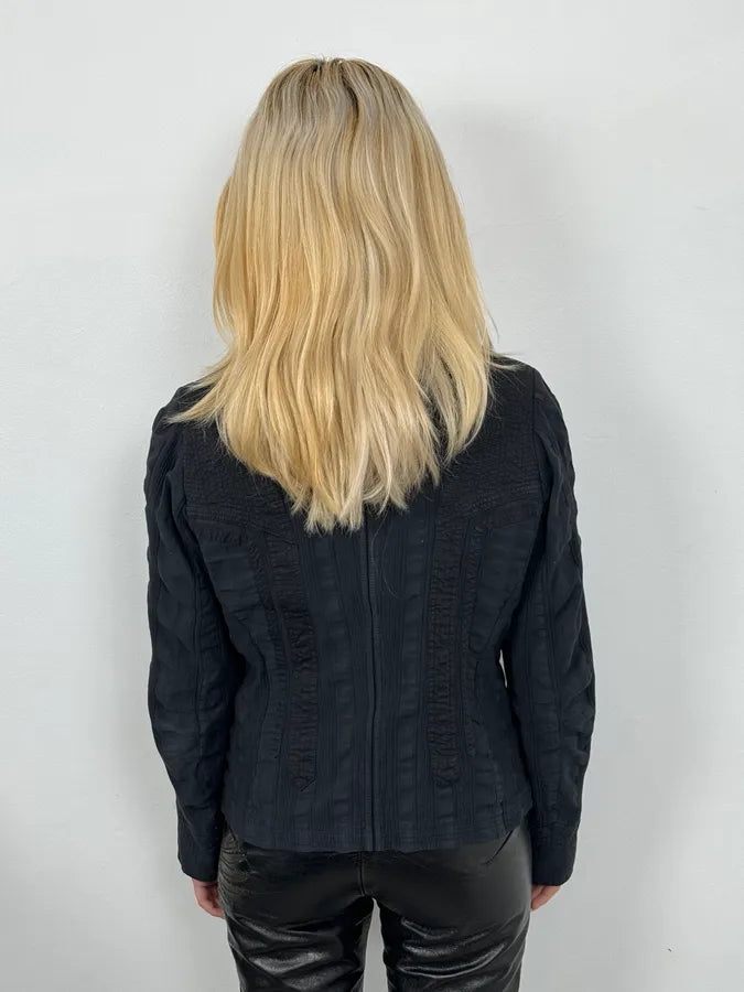Dries Van Noten Dark Navy Hybrid Plissed Blazer Jacket iQROUQN 2