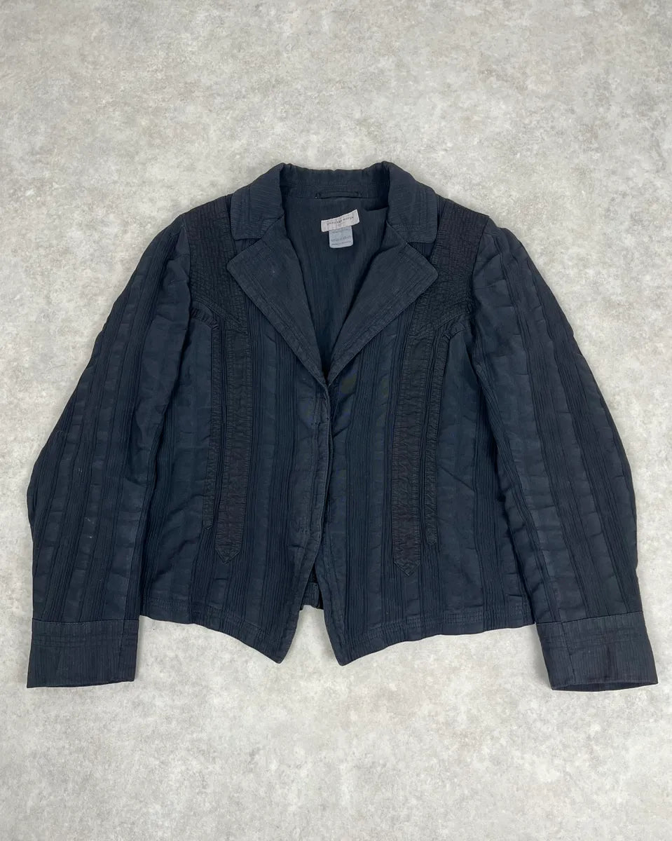 Dries Van Noten Dark Navy Hybrid Plissed Blazer Jacket iQROUQN 0