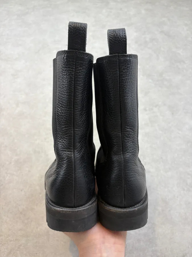 Dries Van Noten Black Vibram Leather Heavy High Chelsea Boots OXLFAAD 6