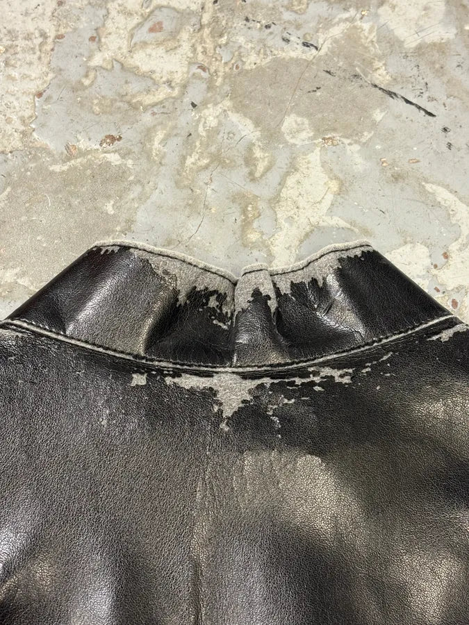 Dries Van Noten Black Leather Sleeveless jacket NNAAZFY 7