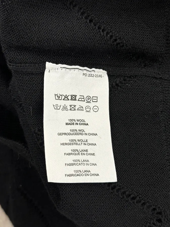 Dries van Noten Black Merino Wool Ladder Stitch Polo Sweater wYbrpts 8