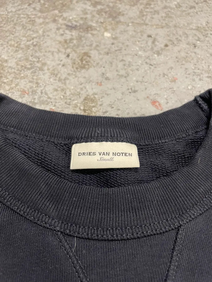 Dries Van Noten Black Sweater With Leopard Print Fur Effect Arms XRXDvgr 5