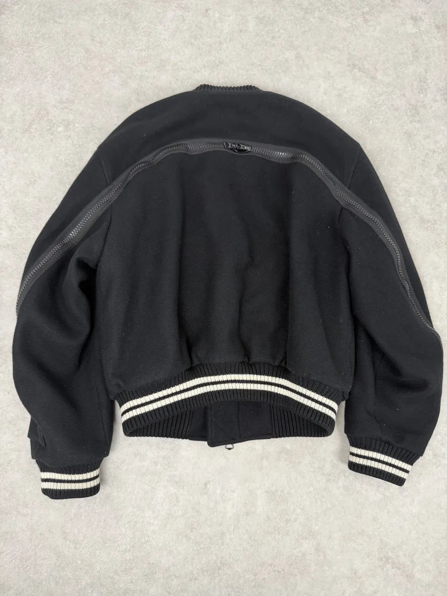 Dries Van Noten Black Wool Backzip Bomber Jacket zvSbfPF 0