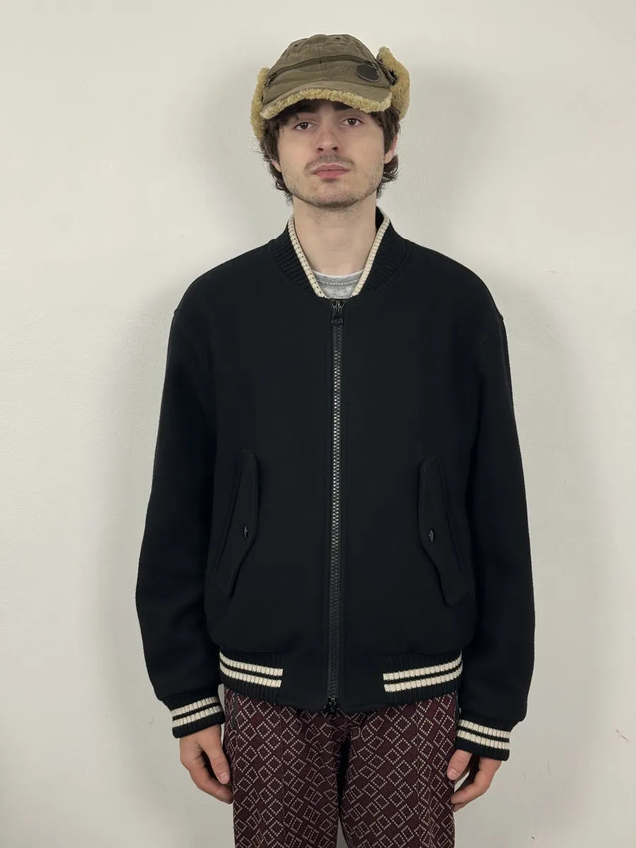 Dries Van Noten Black Wool Backzip Bomber Jacket zvSbfPF 2