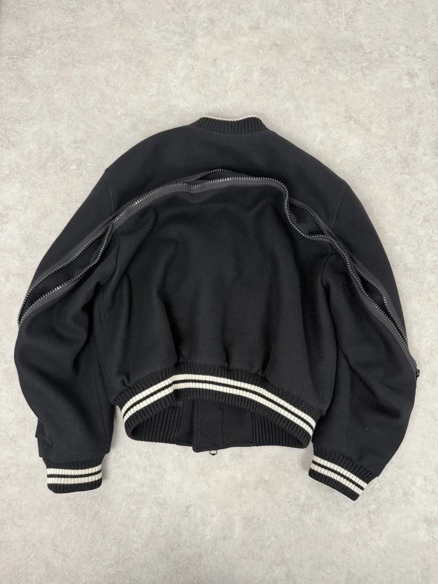 Dries Van Noten Black Wool Backzip Bomber Jacket zvSbfPF 7