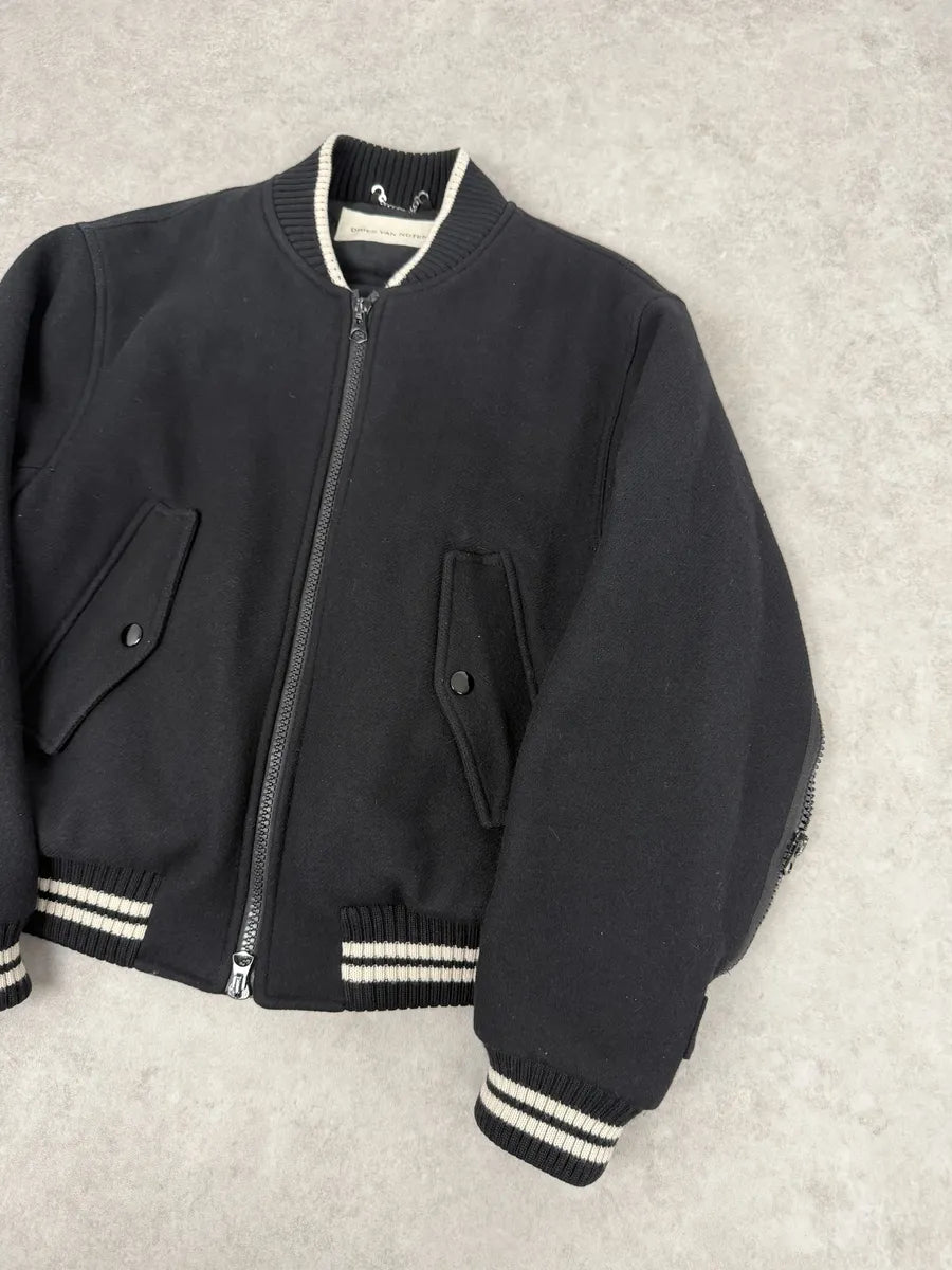 Dries Van Noten Black Wool Backzip Bomber Jacket zvSbfPF 9