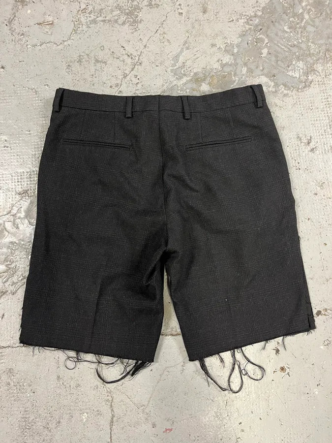 Dries Van Noten Black Wool Distressed Shorts KbRvckE 3