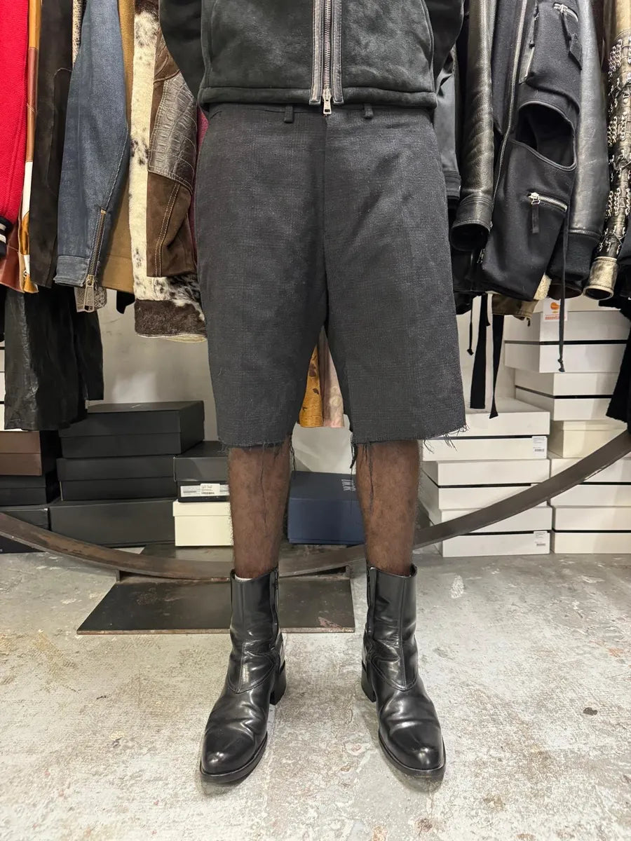 Dries Van Noten Black Wool Distressed Shorts KbRvckE 0