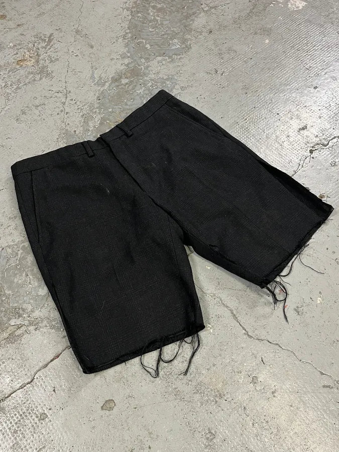 Dries Van Noten Black Wool Distressed Shorts KbRvckE 5