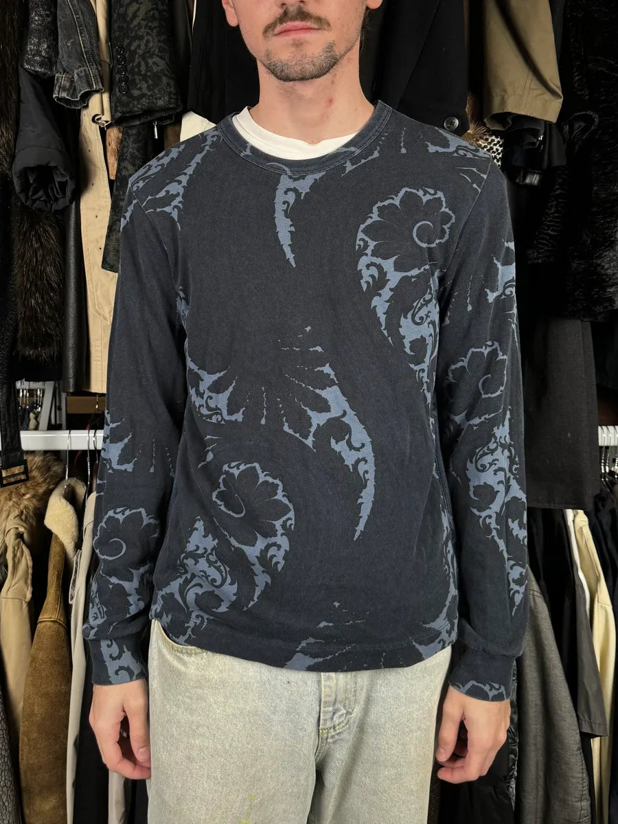Dries Van Noten Blue Floral Waves Longsleeves T-Shirt gDWwCkz 1