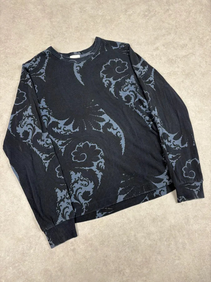 Dries Van Noten Blue Floral Waves Longsleeves T-Shirt gDWwCkz 3