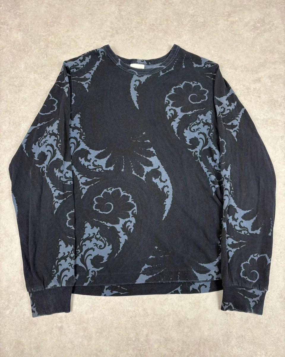 Dries Van Noten Blue Floral Waves Longsleeves T-Shirt gDWwCkz 0