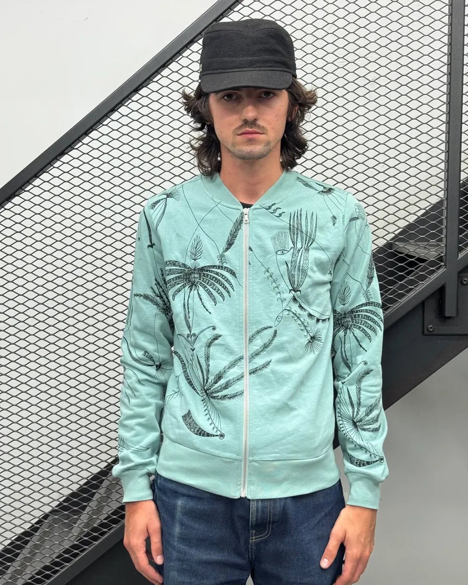 Dries Van Noten Blue Nature Print Zip Up Sweater hIRfXYU 1