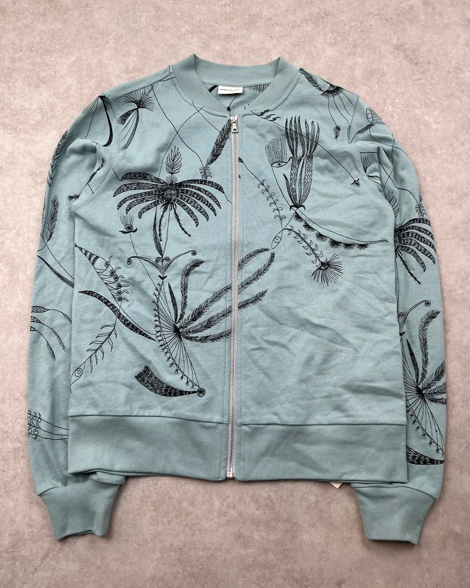 Dries Van Noten Blue Nature Print Zip Up Sweater hIRfXYU 3