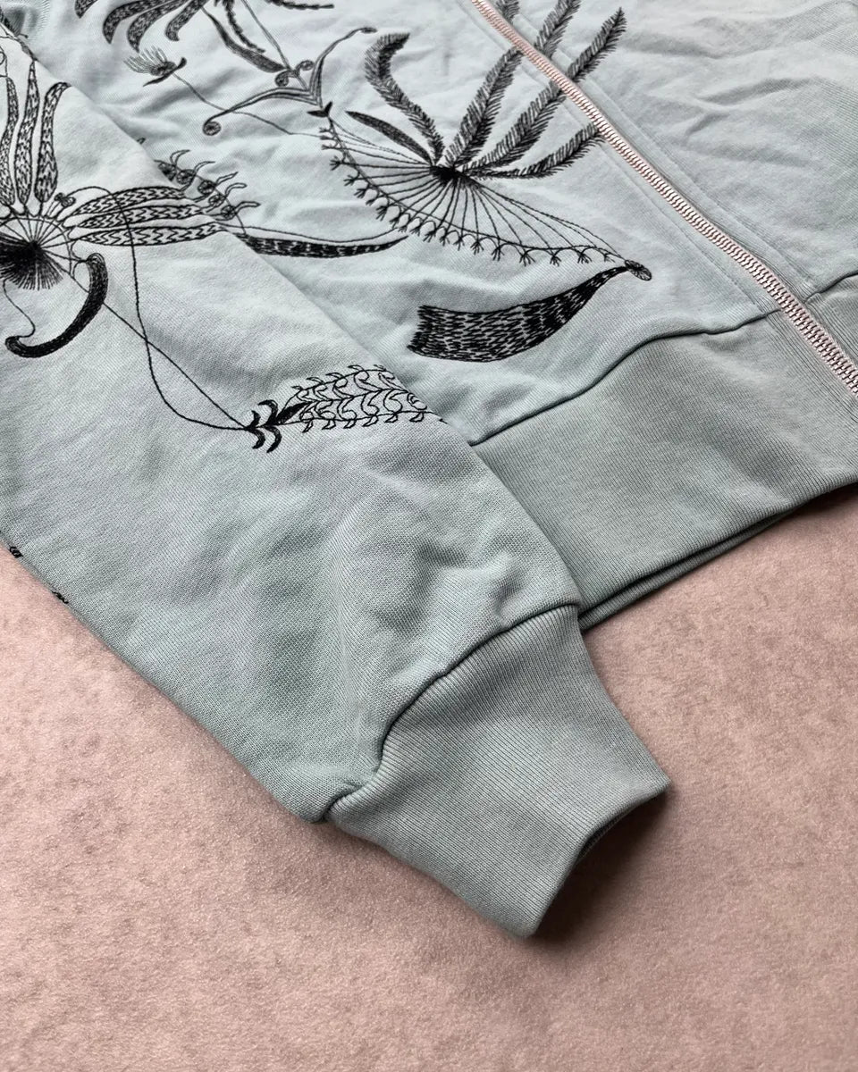 Dries Van Noten Blue Nature Print Zip Up Sweater hIRfXYU 5