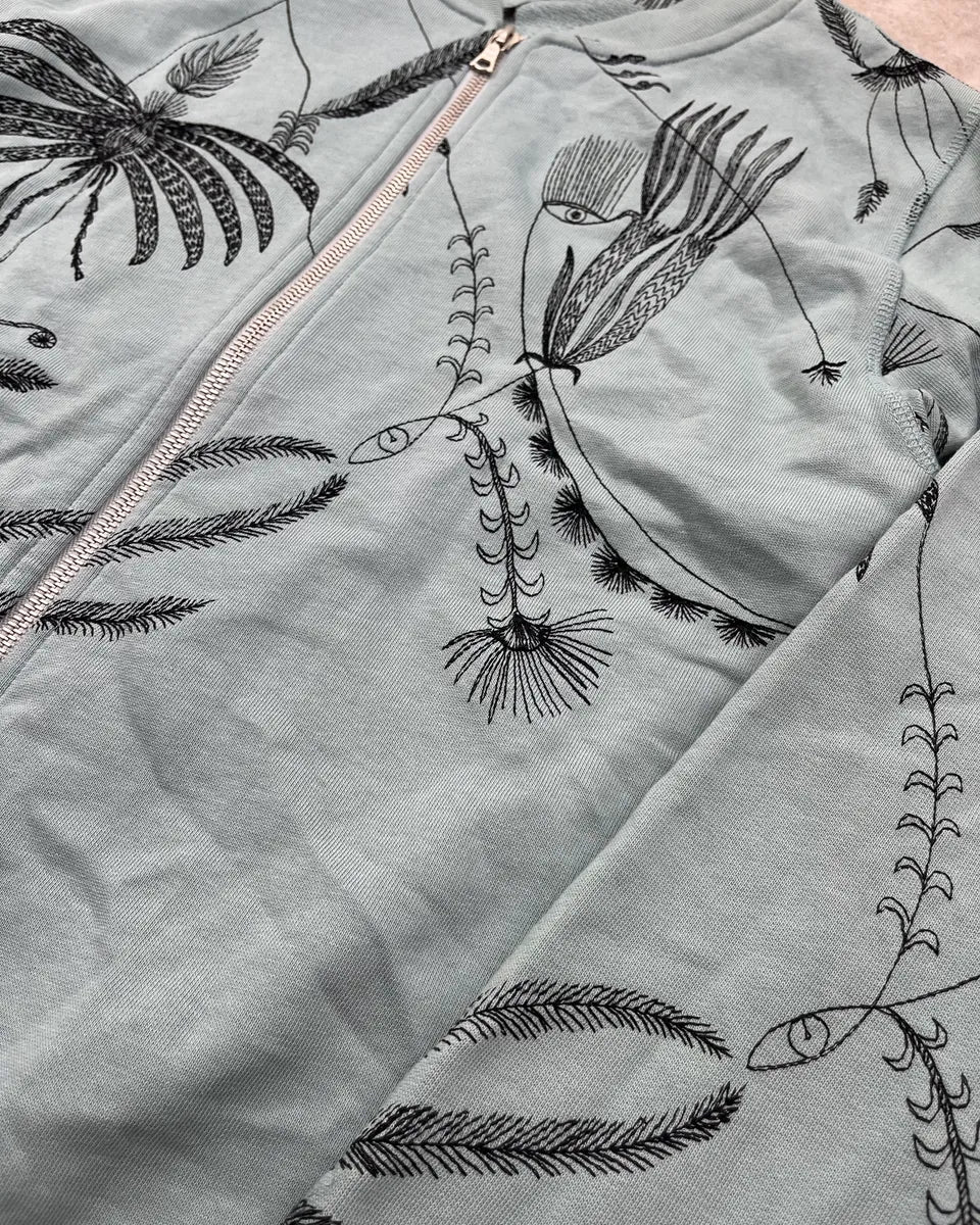 Dries Van Noten Blue Nature Print Zip Up Sweater hIRfXYU 6