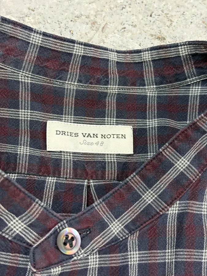 Dries Van Noten Bordeaux & Green Checkered Shirt SochkgH 5