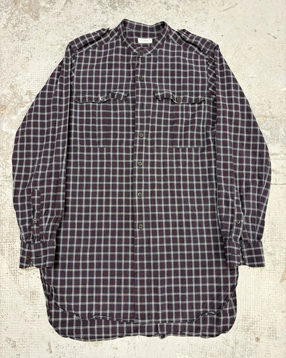 Dries Van Noten Bordeaux & Green Checkered Shirt SochkgH 0