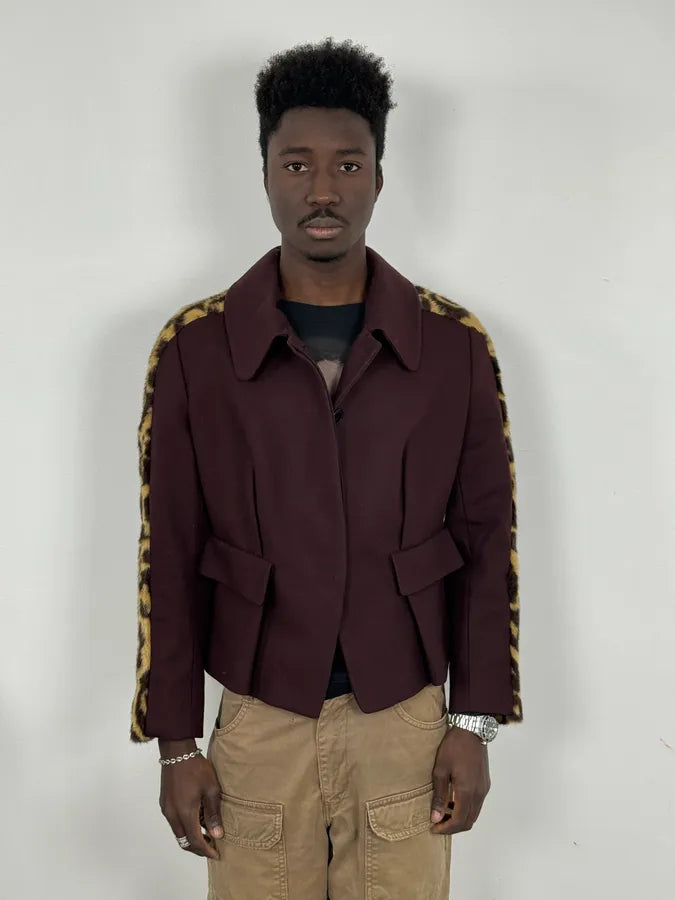 Dries Van Noten Bordeaux Leopard Blazer Jacket XlrMzvc 1