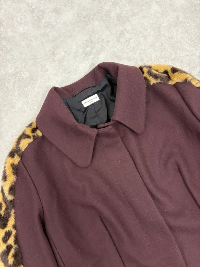 Dries Van Noten Bordeaux Leopard Blazer Jacket XlrMzvc 4