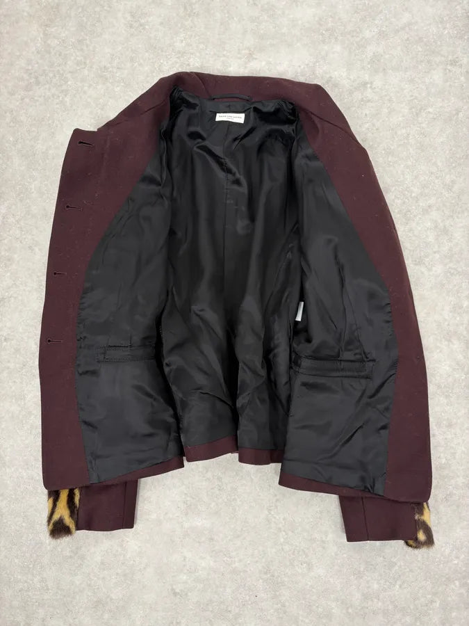 Dries Van Noten Bordeaux Leopard Blazer Jacket XlrMzvc 6