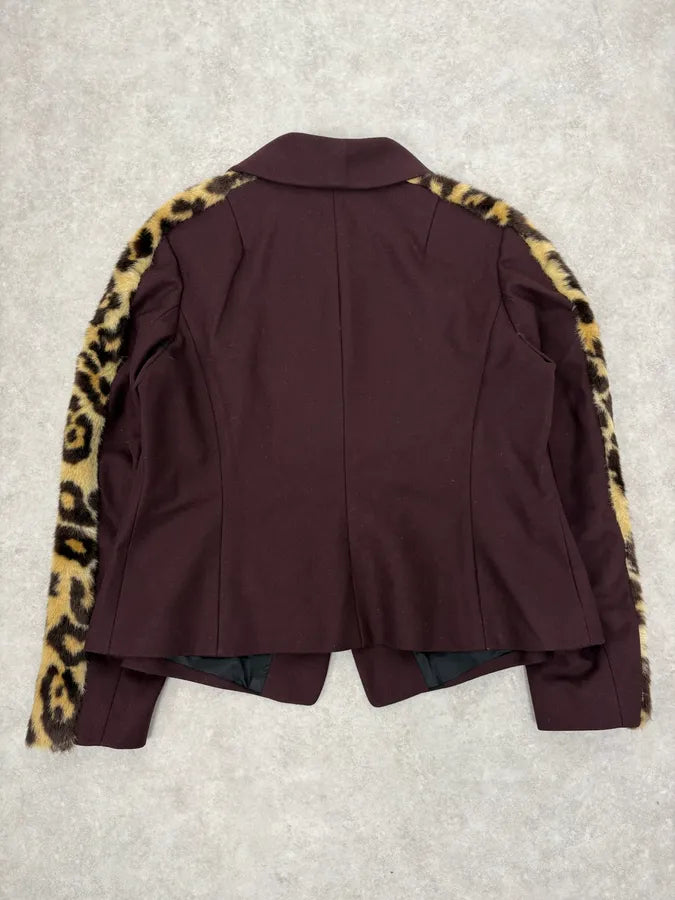 Dries Van Noten Bordeaux Leopard Blazer Jacket XlrMzvc 5