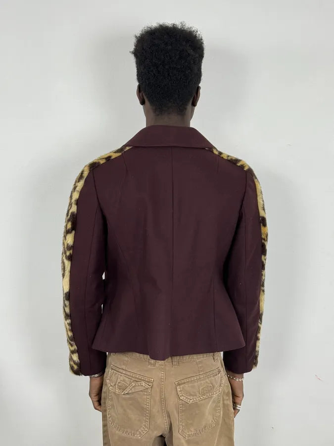 Dries Van Noten Bordeaux Leopard Blazer Jacket XlrMzvc 2