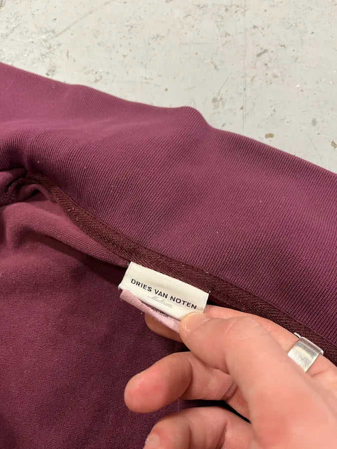 Dries Van Noten Bordeaux Zip-up Sweater flAhart 9