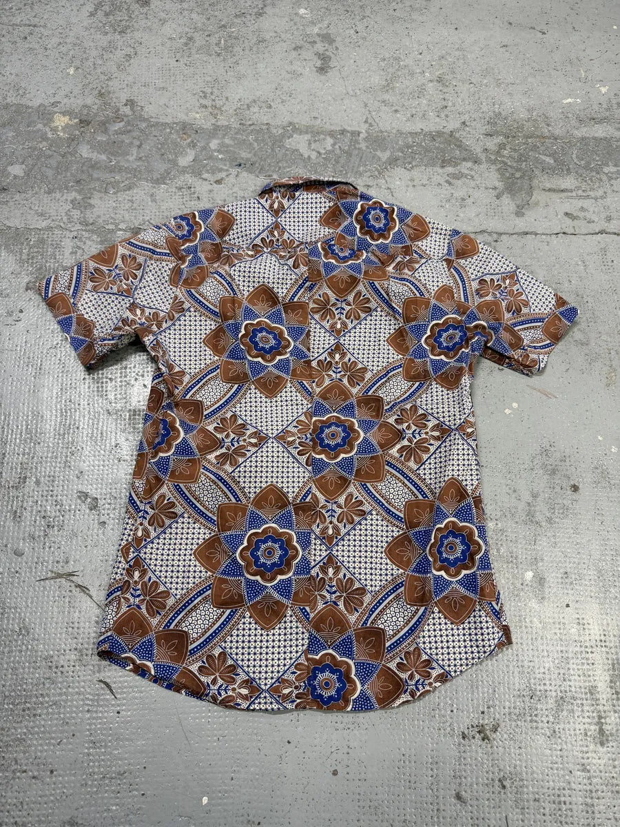 Dries Van Noten Brown & Blue Floral Short Sleeves Shirt GEkeHQt 1