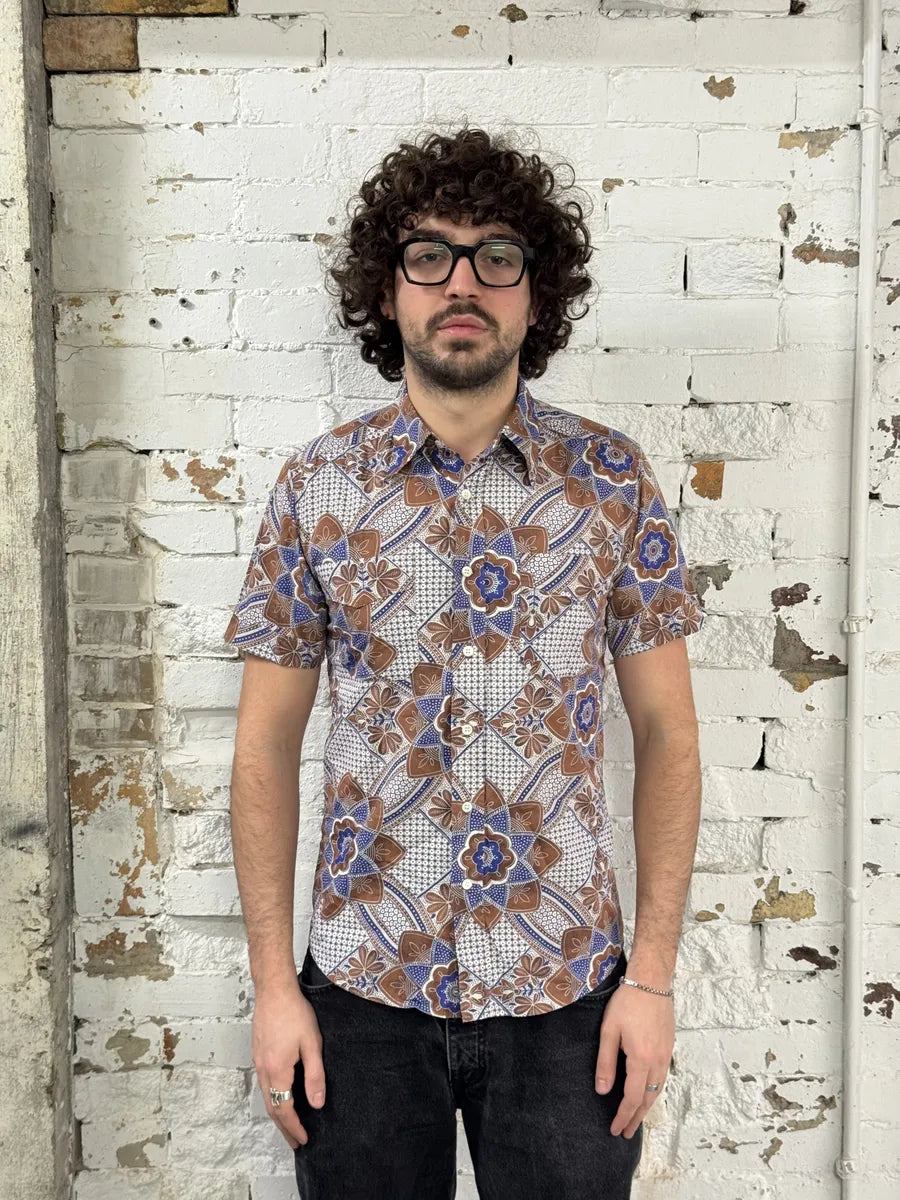 Dries Van Noten Brown & Blue Floral Short Sleeves Shirt GEkeHQt 2