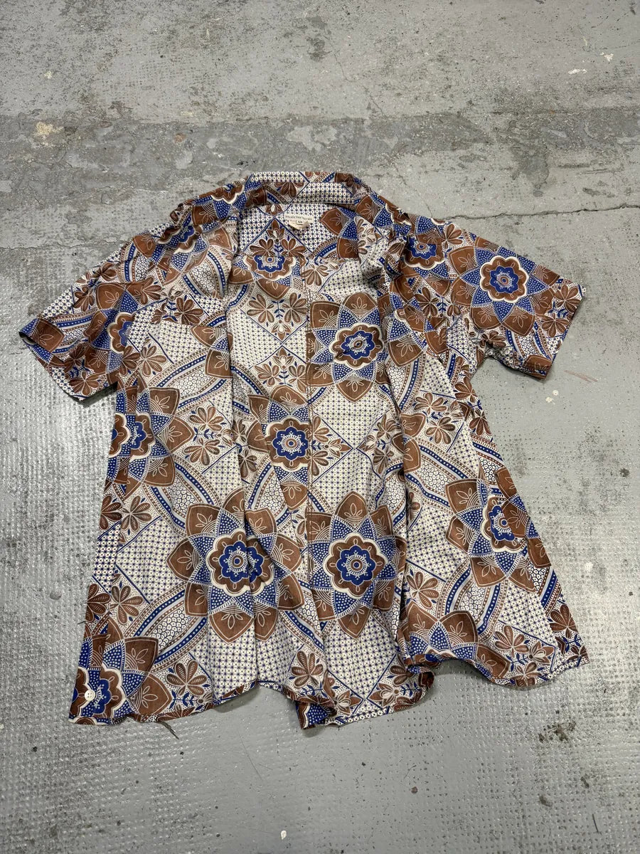 Dries Van Noten Brown & Blue Floral Short Sleeves Shirt GEkeHQt 3