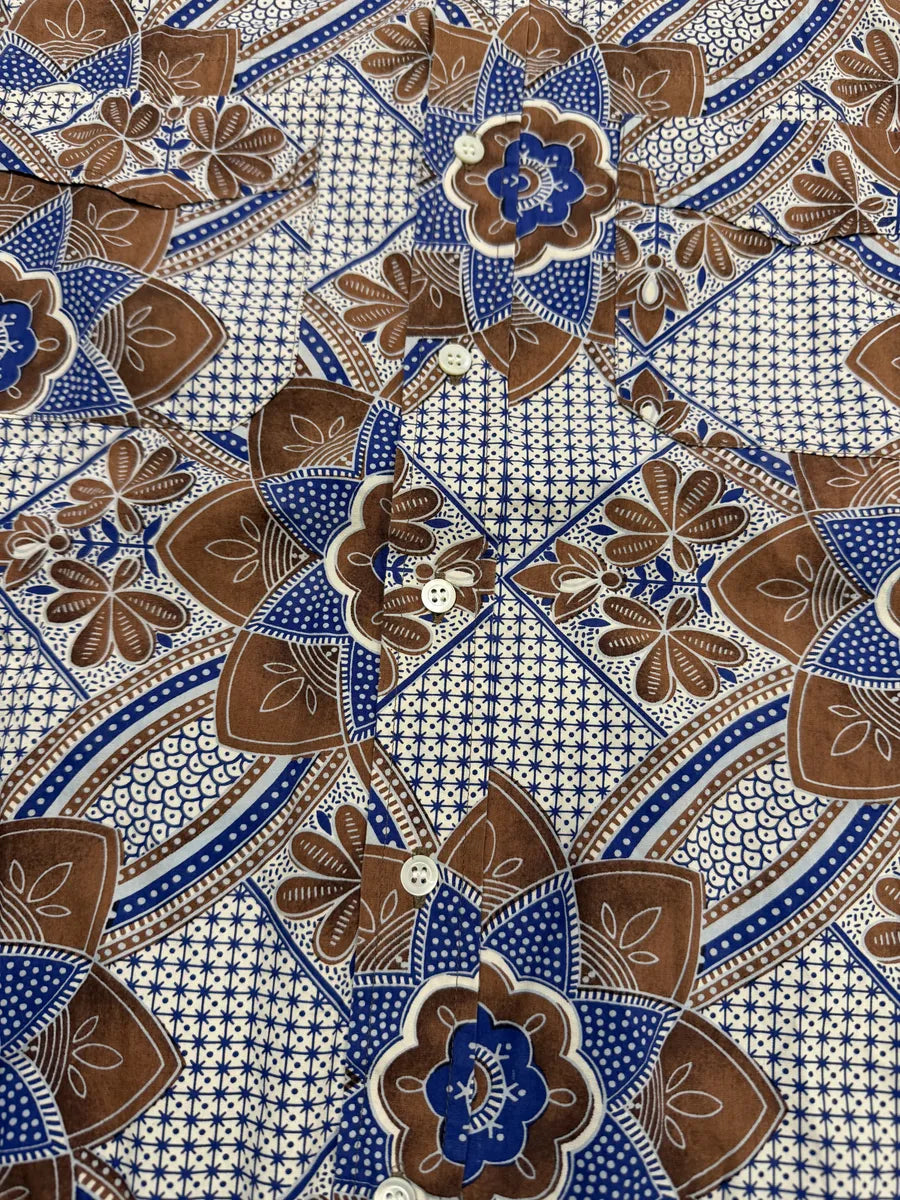 Dries Van Noten Brown & Blue Floral Short Sleeves Shirt GEkeHQt 5